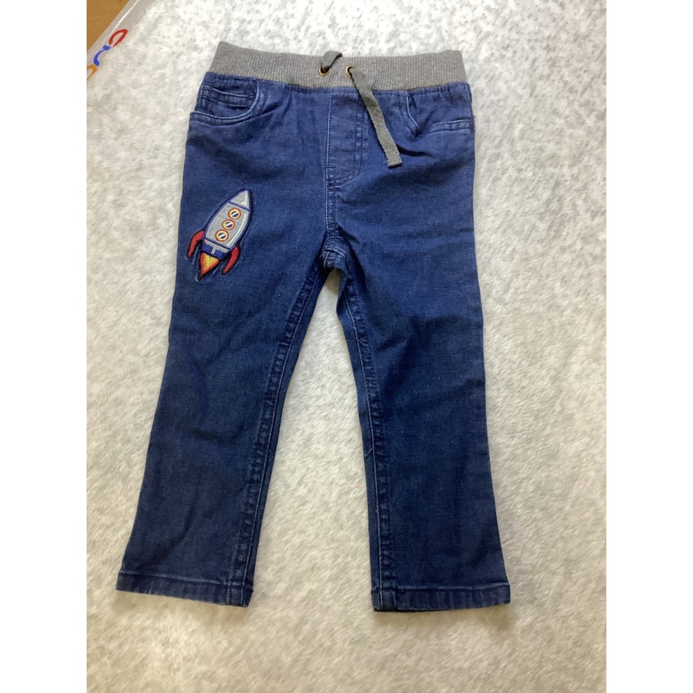 Toughskins Toddler Boys Rocket Ship Patch Denim Jeans Blue 2T 059556APR18 NWOT